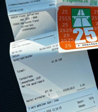 Vignet Zwitserland 2025 met kassabon