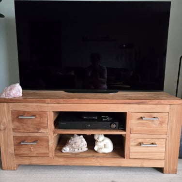 Mooie teakhouten tv meubel met vier lades