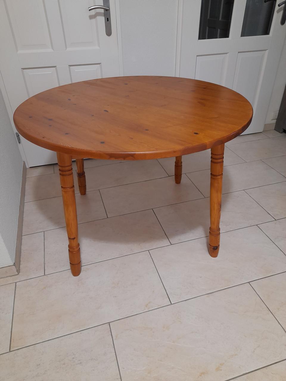 Massief houten ronde tafel 106 x 73H ( in goede nette staat )
