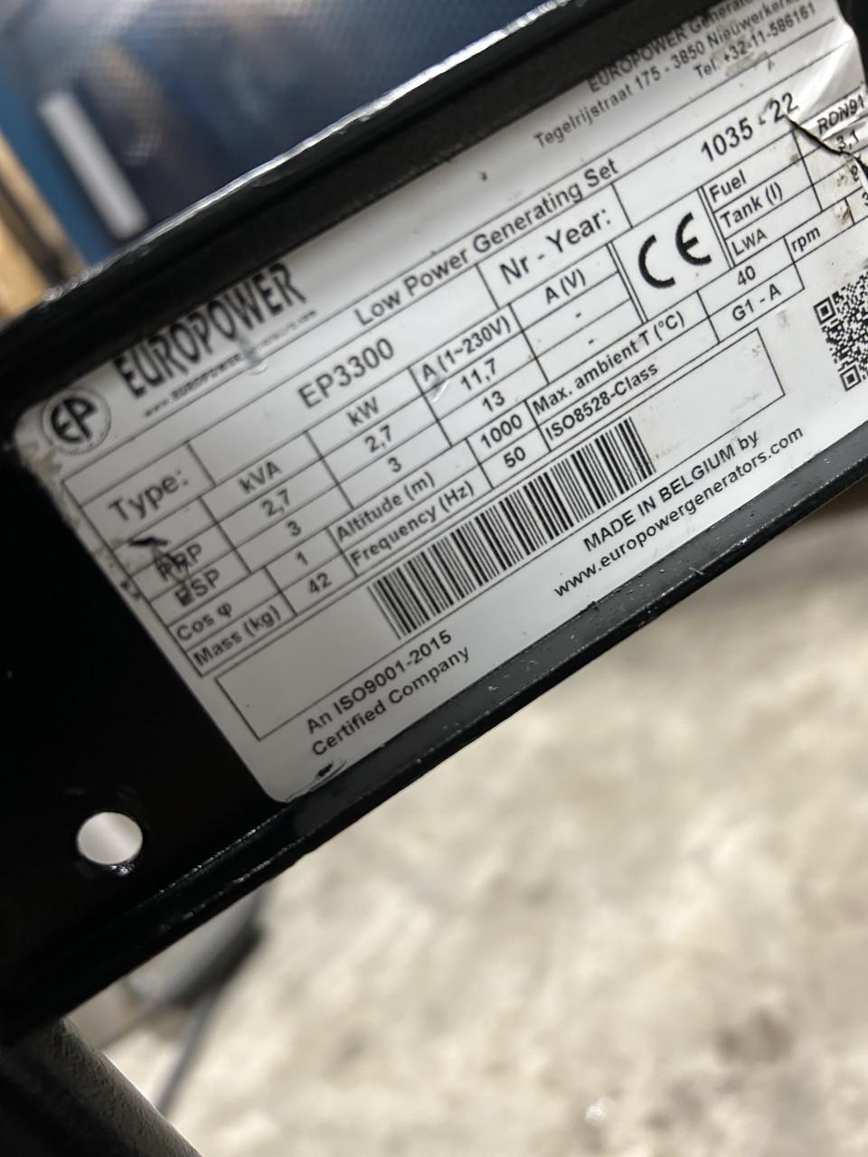 Aggregaat Honda Europower EP3300 2.7 kW nieuwstaat