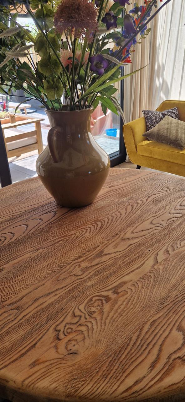 Massief eiken ronde eettafel