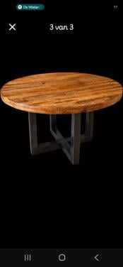 Ronde manghouten eettafel 130cm