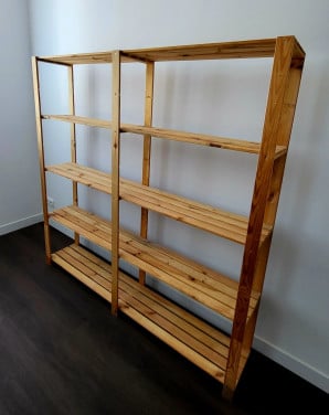 2x brede houten rek kelderrek opslagrek boekenplank
