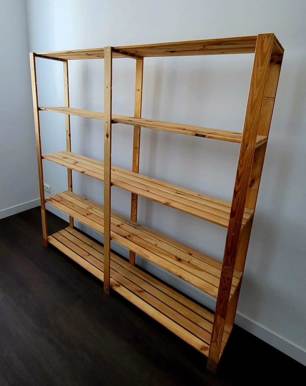 2x brede houten rek kelderrek opslagrek boekenplank