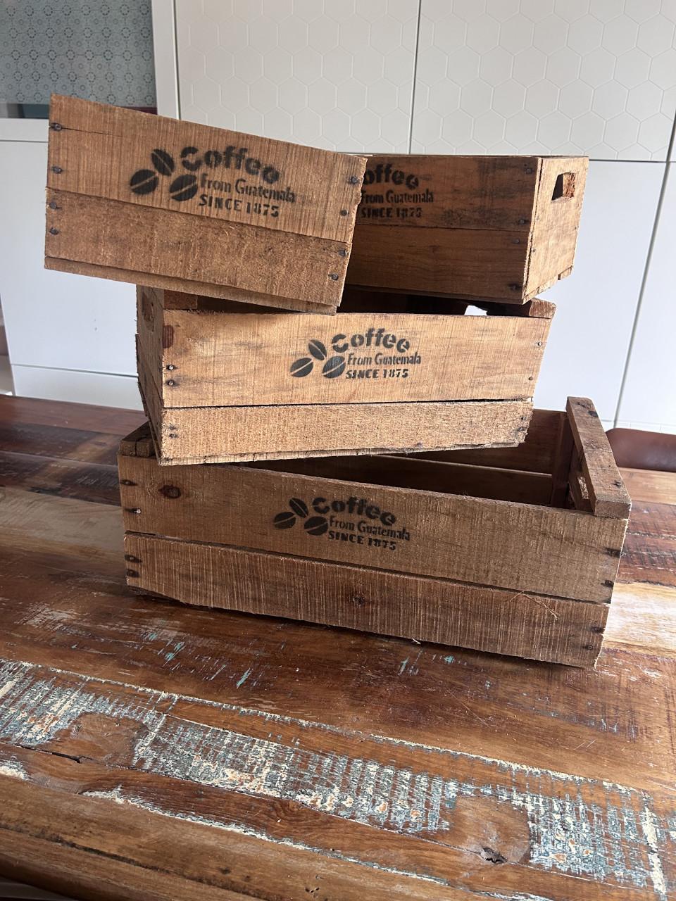 Set van decoratieve houten kisten
