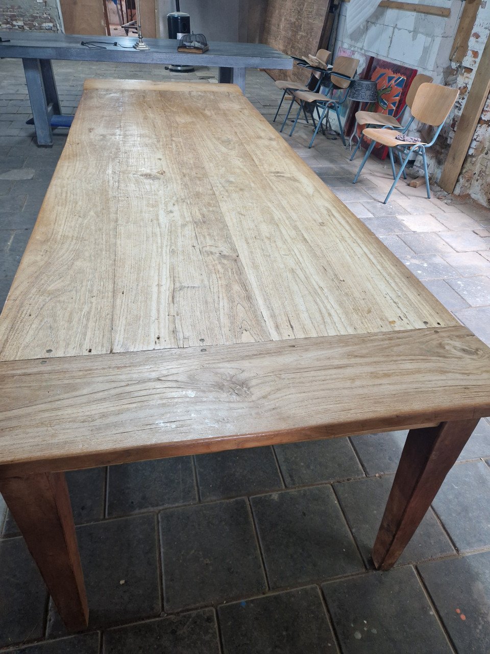 3 meter lange boerentafel mooi geleefd blad