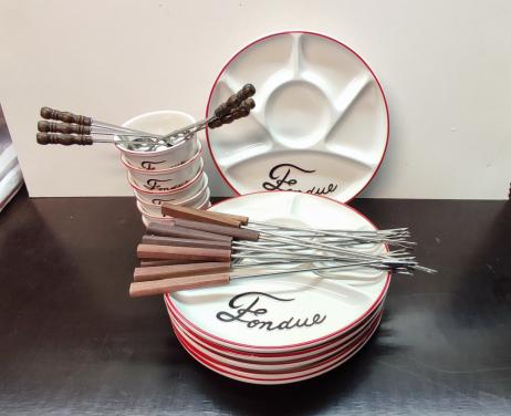 Fondue borden met toebehoren