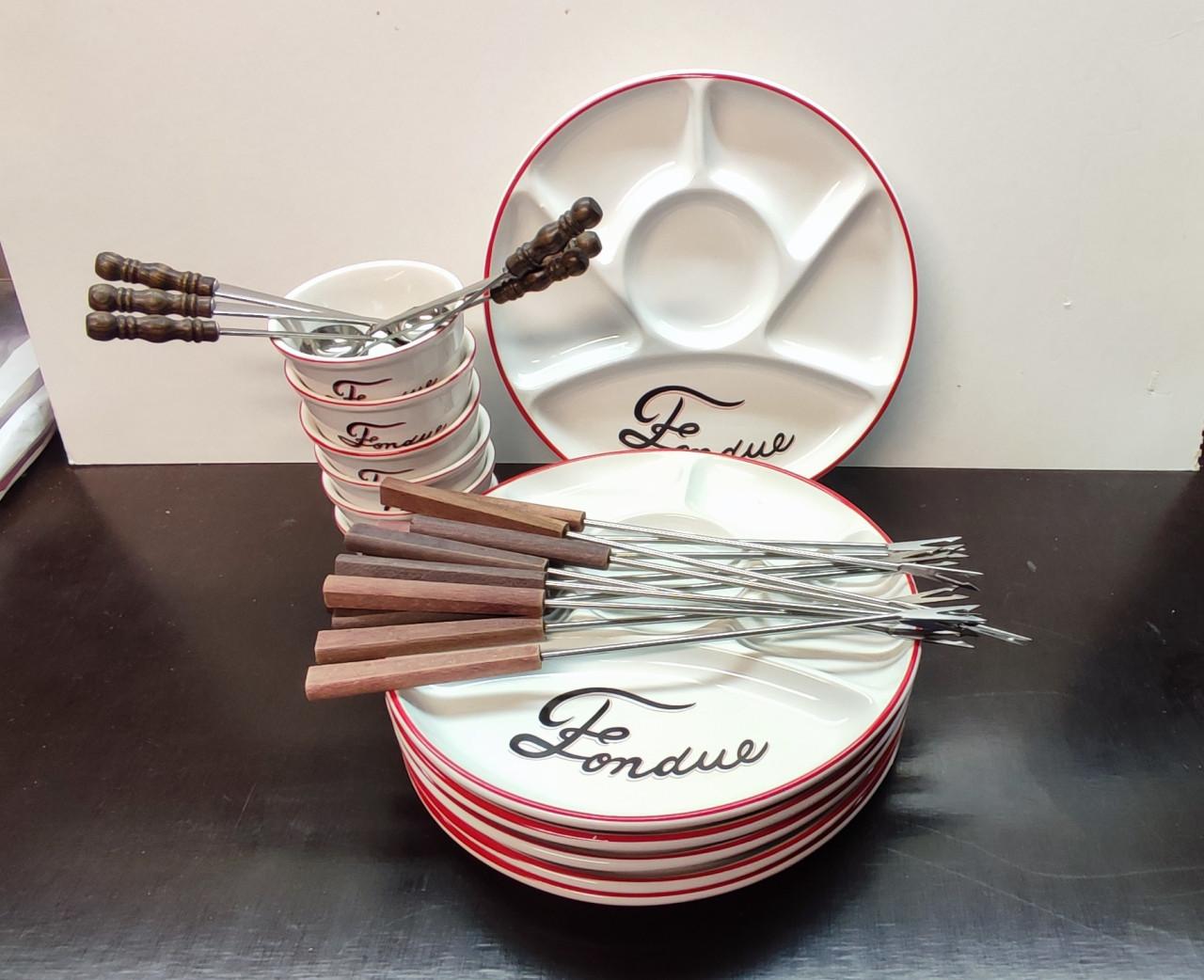 Fondue borden met toebehoren