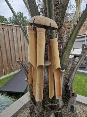 Mooie grote Bamboe windgong met 6 buizen, tuin, terras en woondecoratie