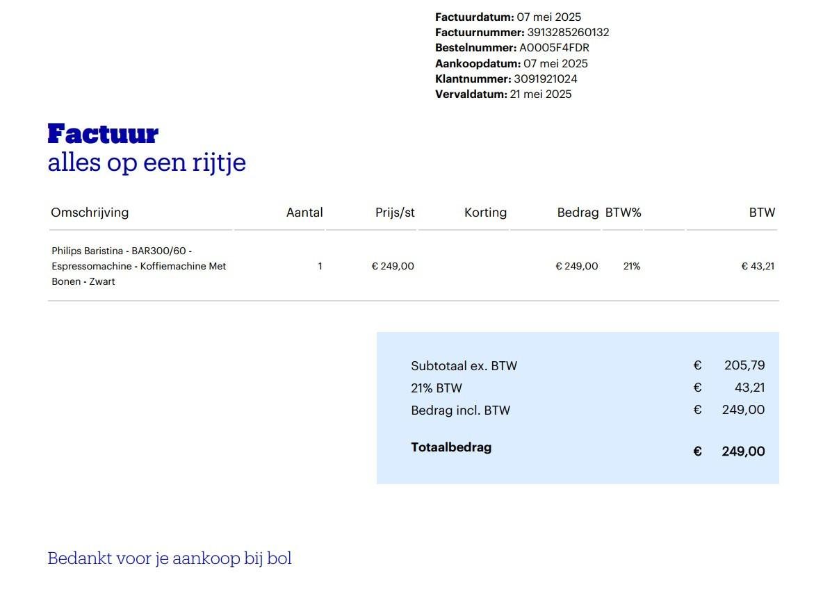 Philips Baristina – BAR300/60 – Zo goed als nieuw