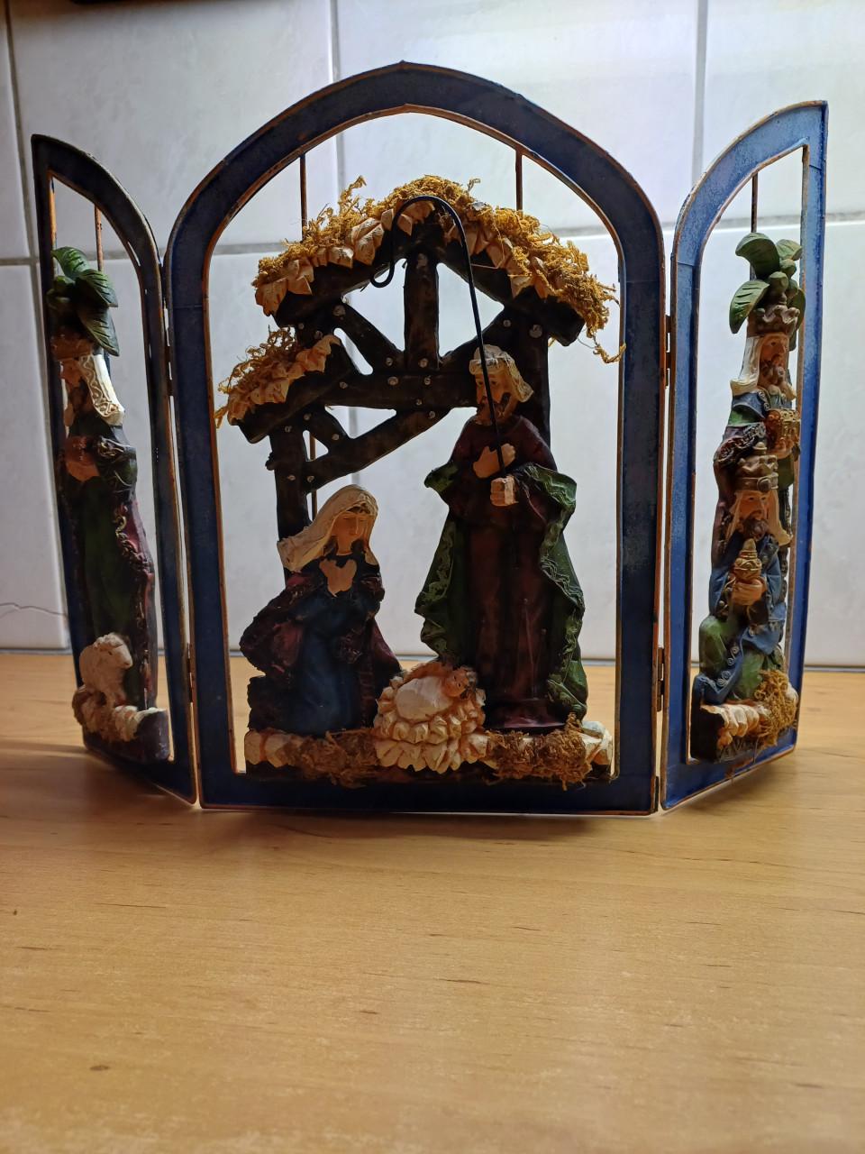 Vintage kerst drieluik in originele doos