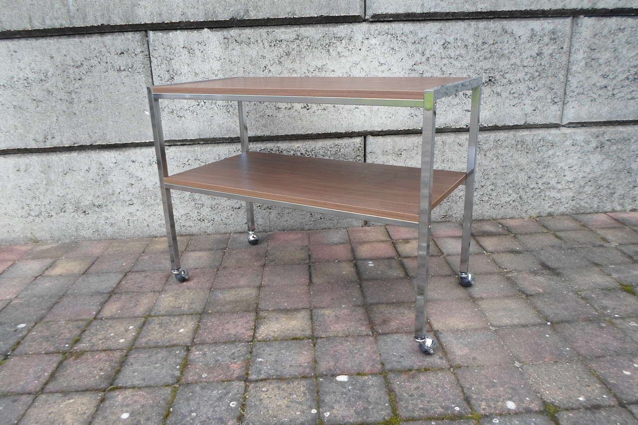 Vintage Trolley Hout Chroom