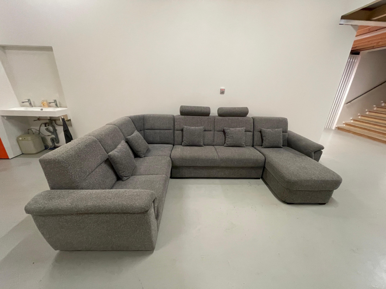 GRATIS LEVERING HEEL NL Groot Grijze Stoffen U Bankstel