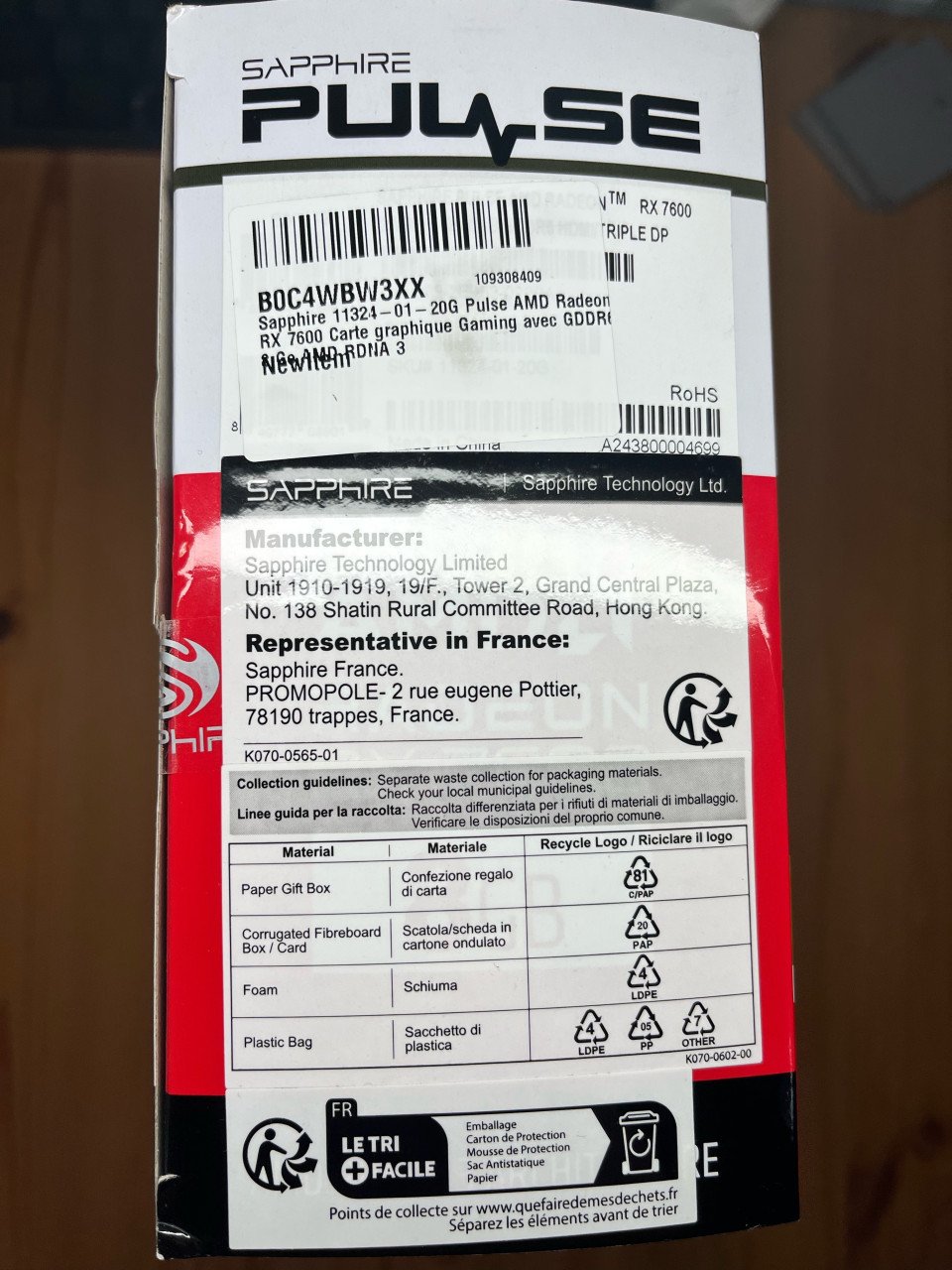 Sapphire AMD RX 7600 TEAB