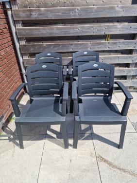 4 antraciete Hartman tuinstoelen