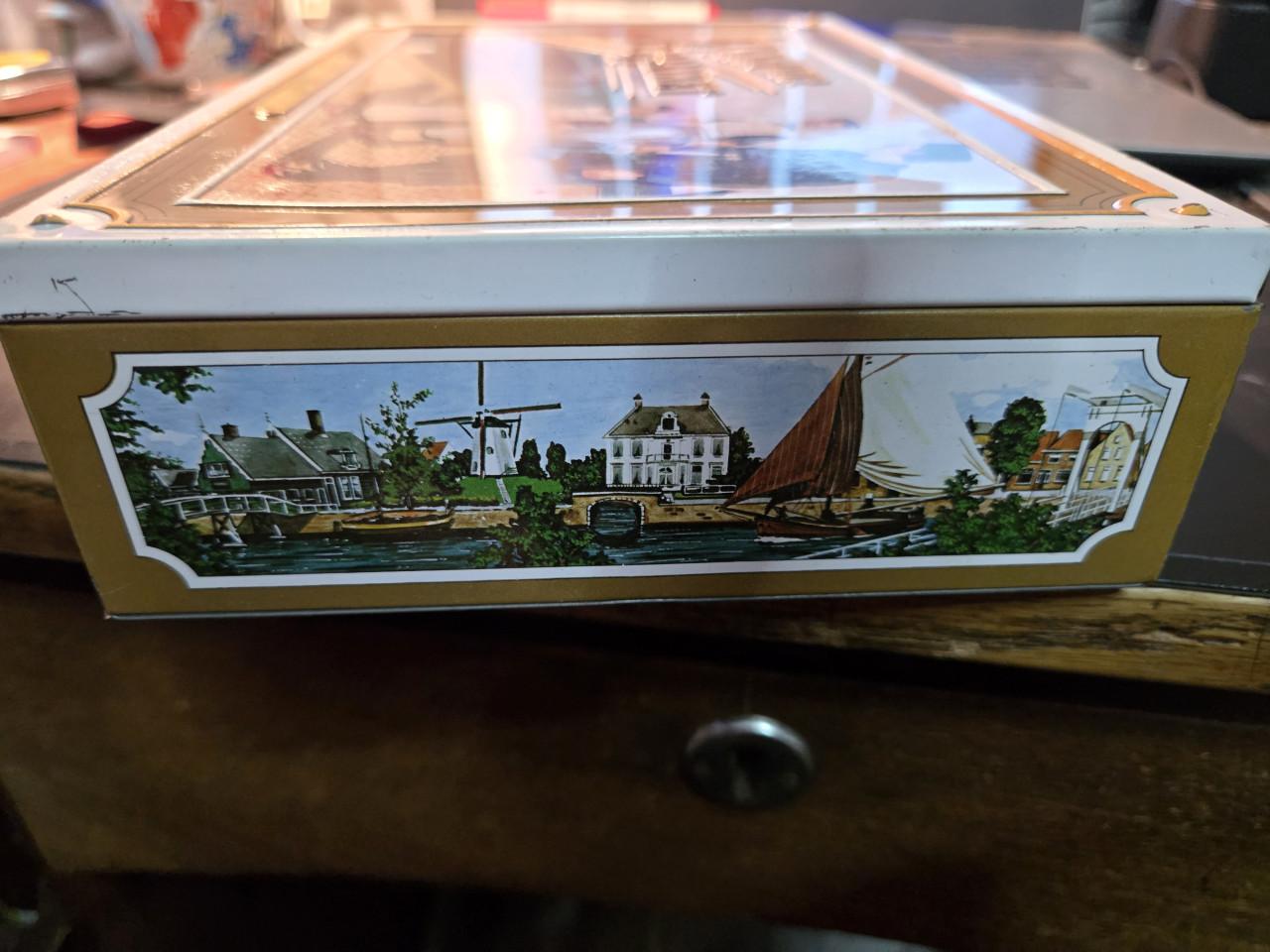 Vintage koektrommel van Enkhuizer Banket, 23 x 15,5 x 5,5 cm