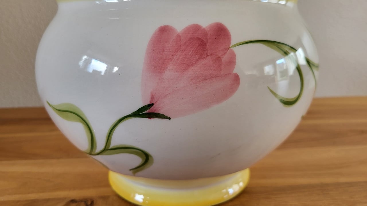 Bloempot handgeschilderd (Alcobaca Portugal?)