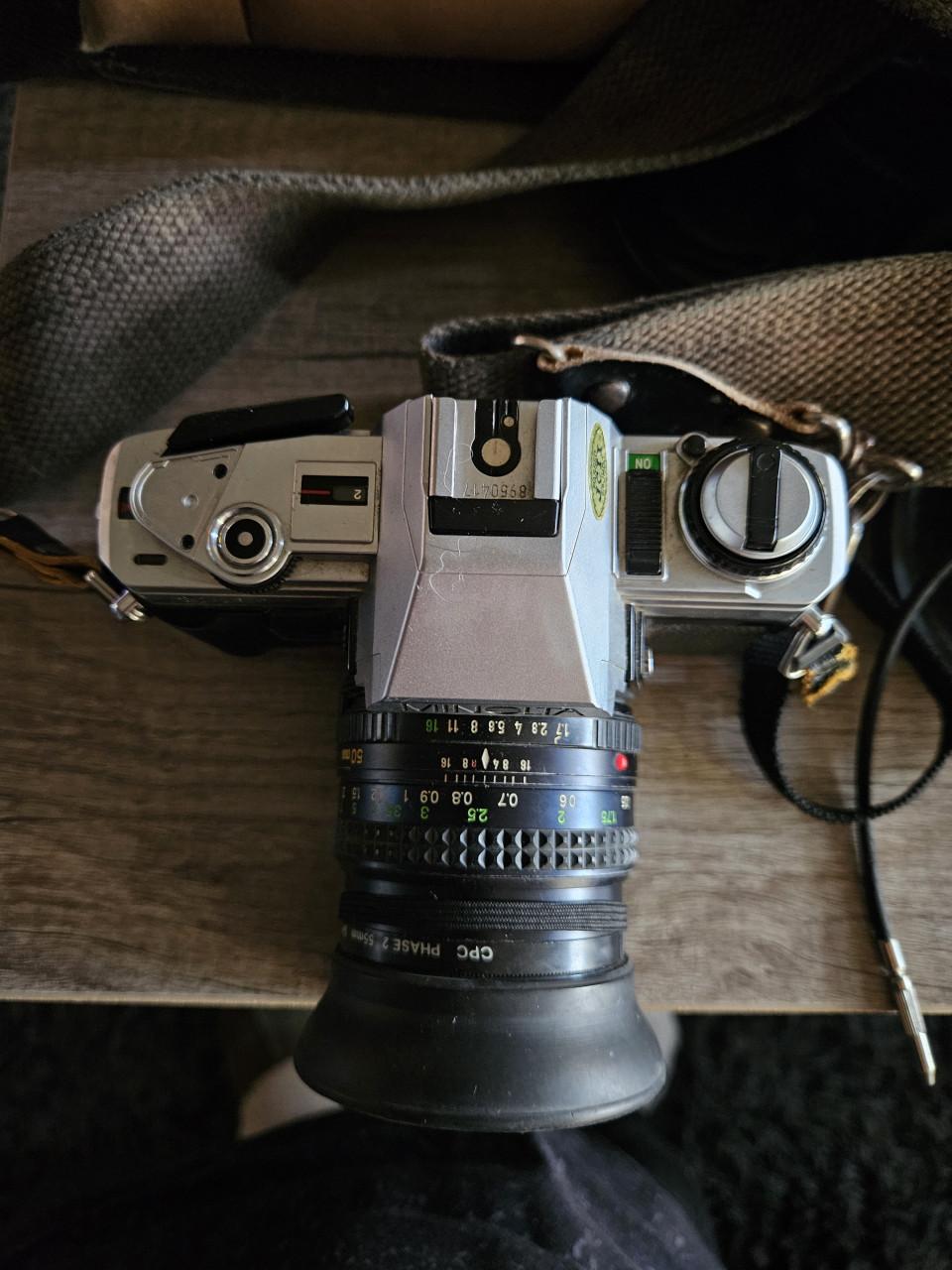 Vintage Minolta spiegelreflex camera X 300 met extra lenzen