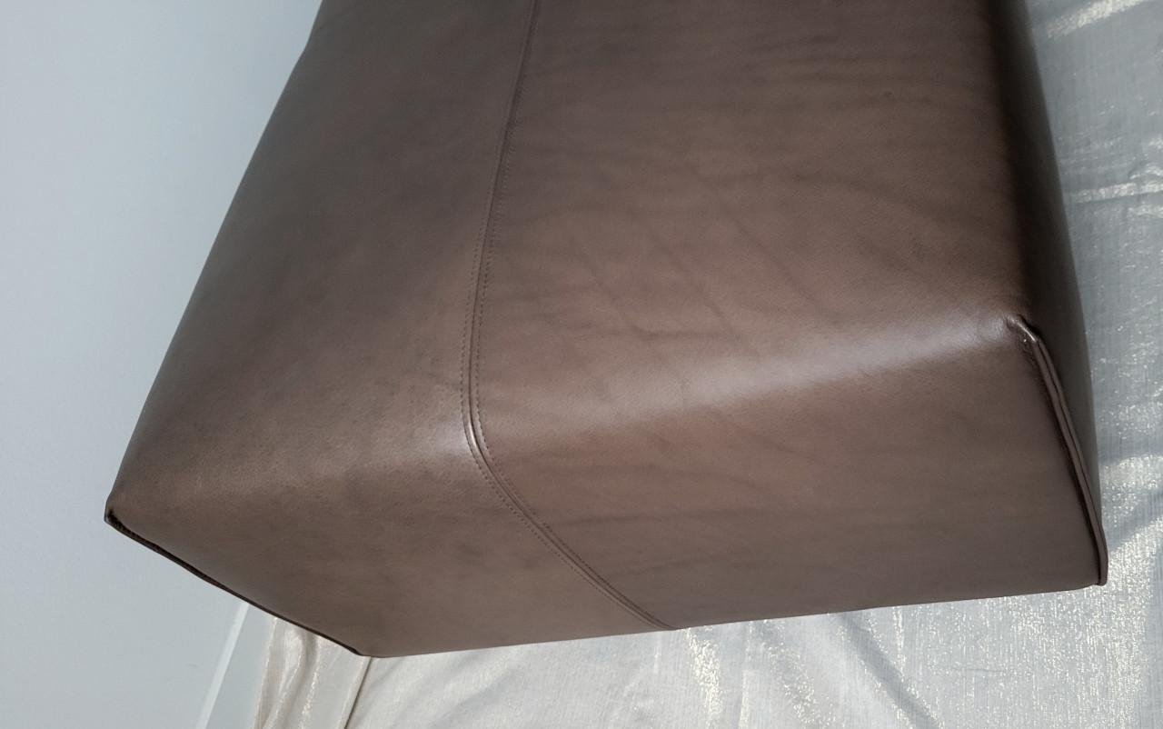 Bruin Lederen Design Poef