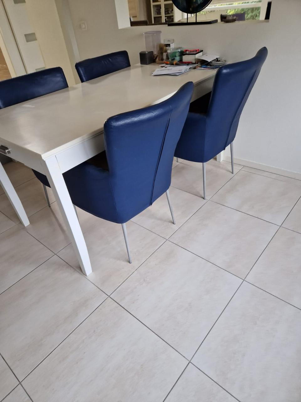 4- stoelen blauw leder