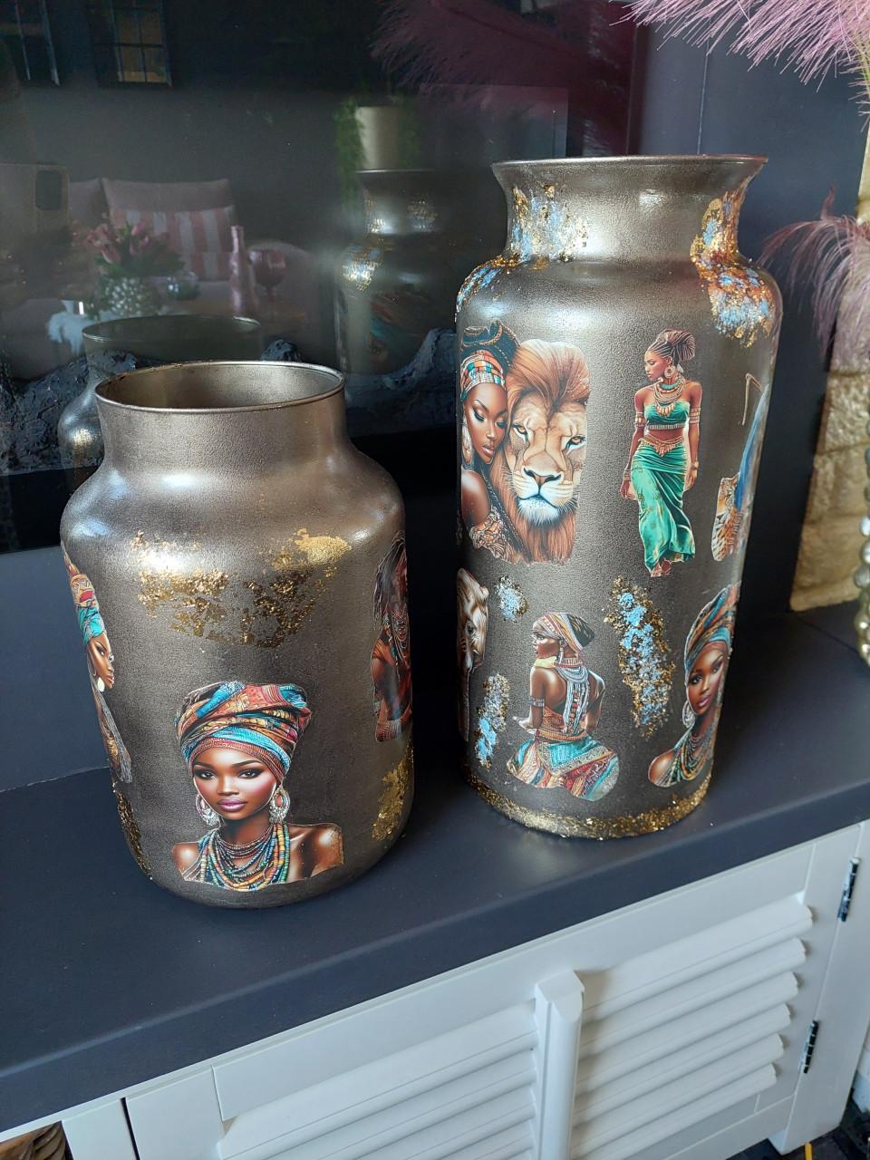 Nw Afrikaanse decoupage vaas nr.2