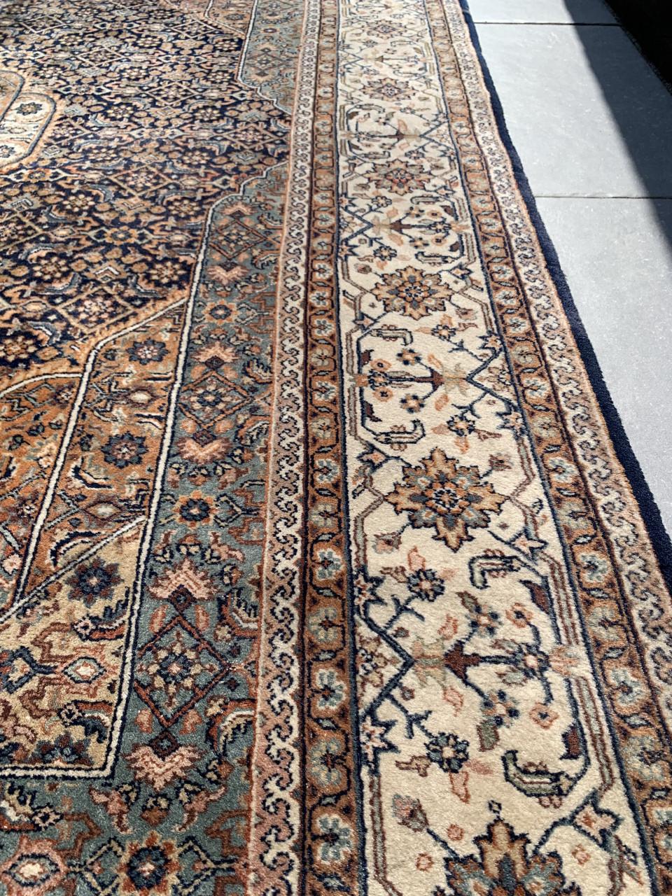 ✨Prachtig Sfeervol Blauw-Bruin Handgeknoopt Vintage Vloerkleed uit India ✨