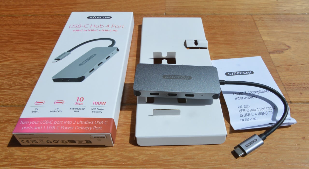 [Z.G.A.N.] Sitecom USB-C hub 4 ports 10Gbps 100W (CN-386)