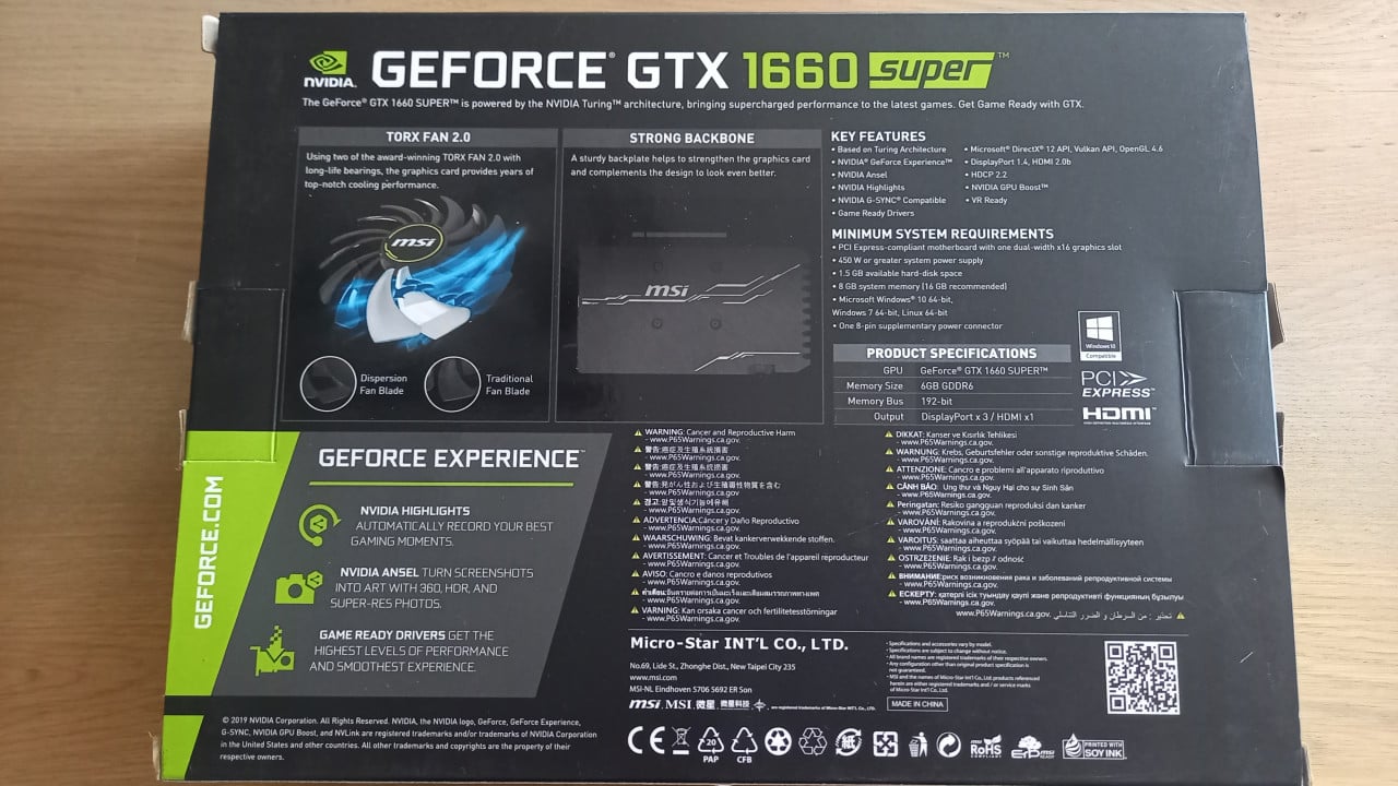 MSI GTX 1660 Super Ventus XS OC edition