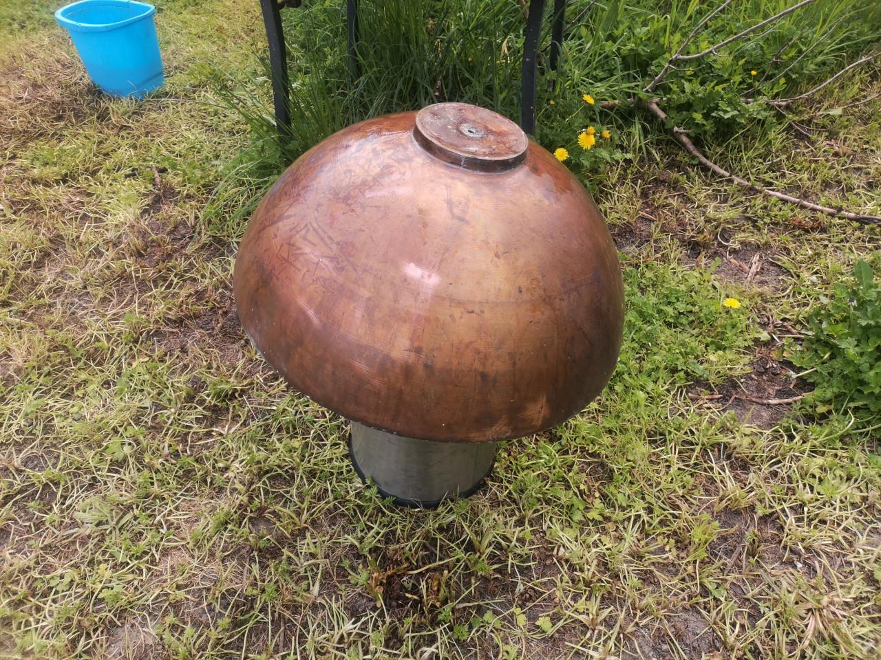 Brocante, ronde, rood koperen bak