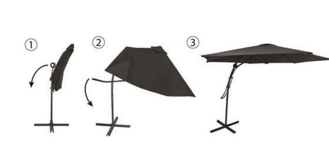 Nieuwe zweefparasol / Rond 3 meter / Zeer fraai systeem !!