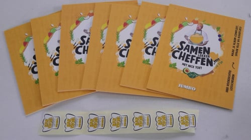 7 Jumbo samen cheffen stickerpakjes en 7 bakzegels.
