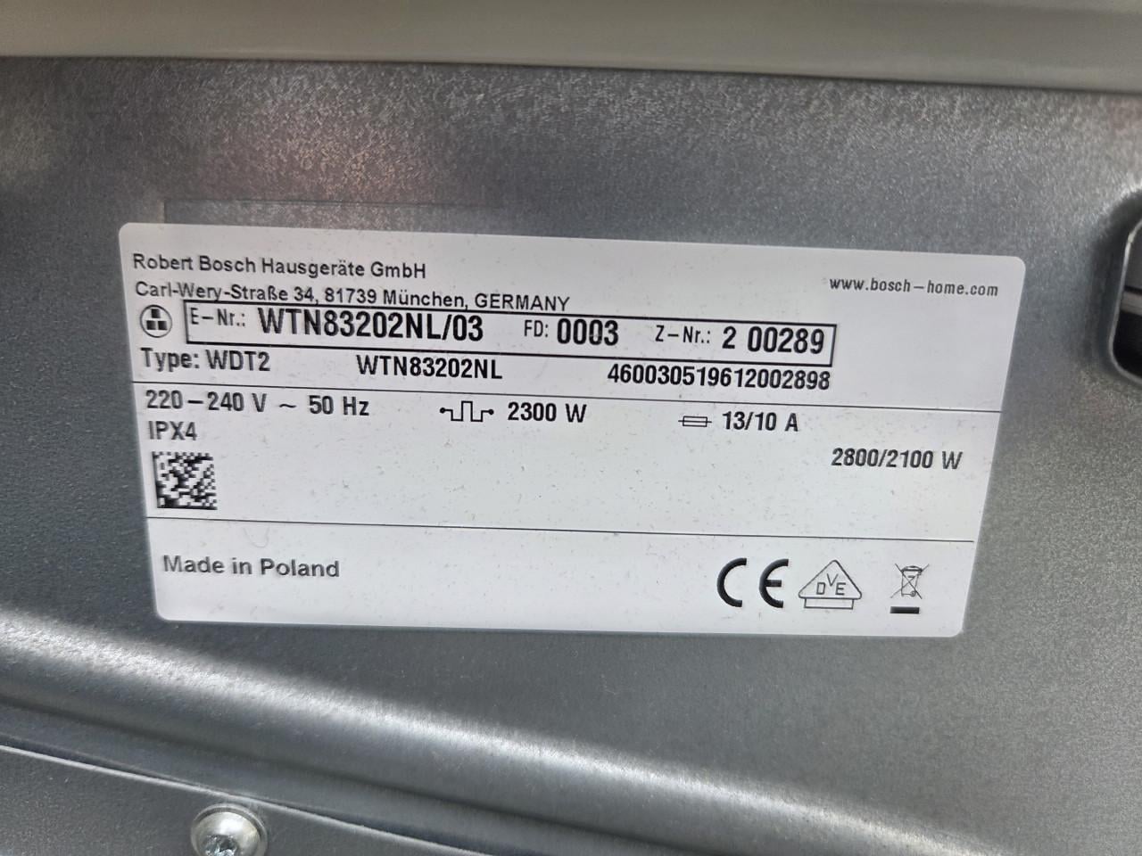 Droger Bosch Serie 4 WTN83202