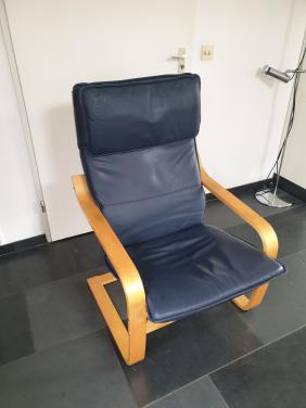 Poang fauteuil met voetenbank Leer