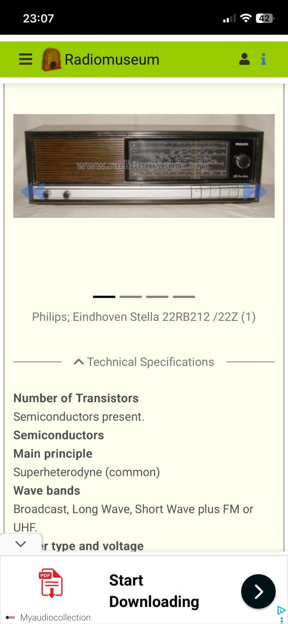 Vintage Philips tafel radio 22RB212