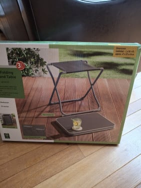 Campingklapstoeltje/voetenbankje met tafelblad