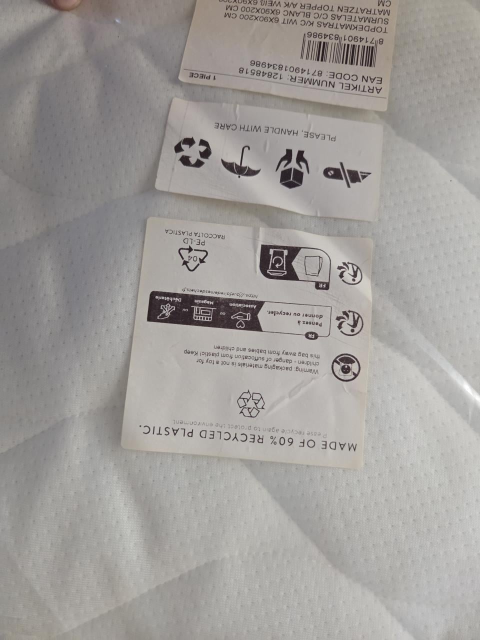 Matrastopper / Topdekmatras 90x200 cm – nieuw verpakt
