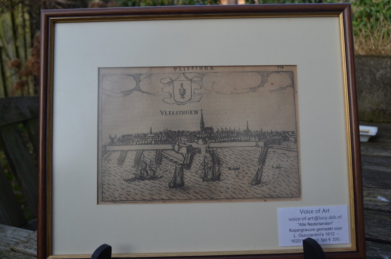 Ets/kopergravure Rede van Vlissingen L. Guicciardini ca 1620