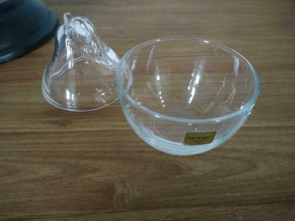 Vintage Luminarc (Verrerie d'Arques) glazen peer dekselpot