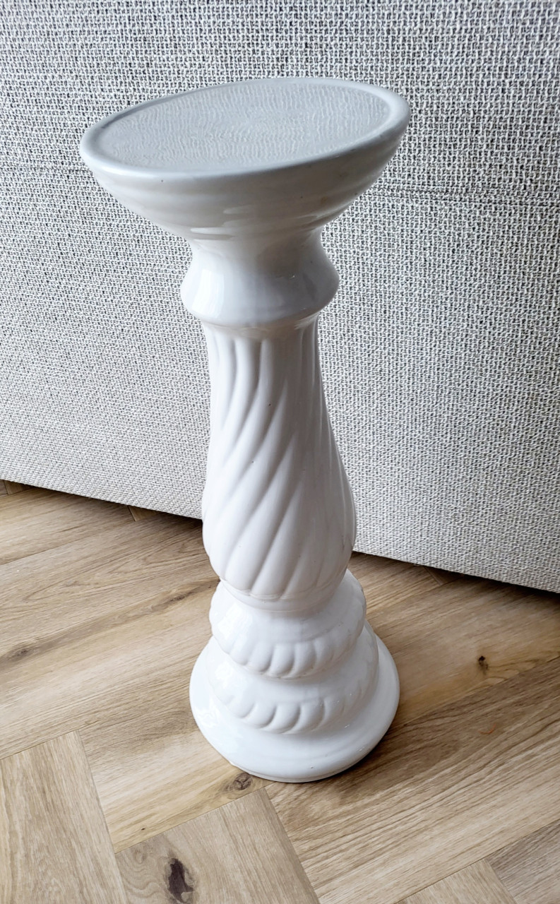 Vintage brocante witte planten zuil van keramiek