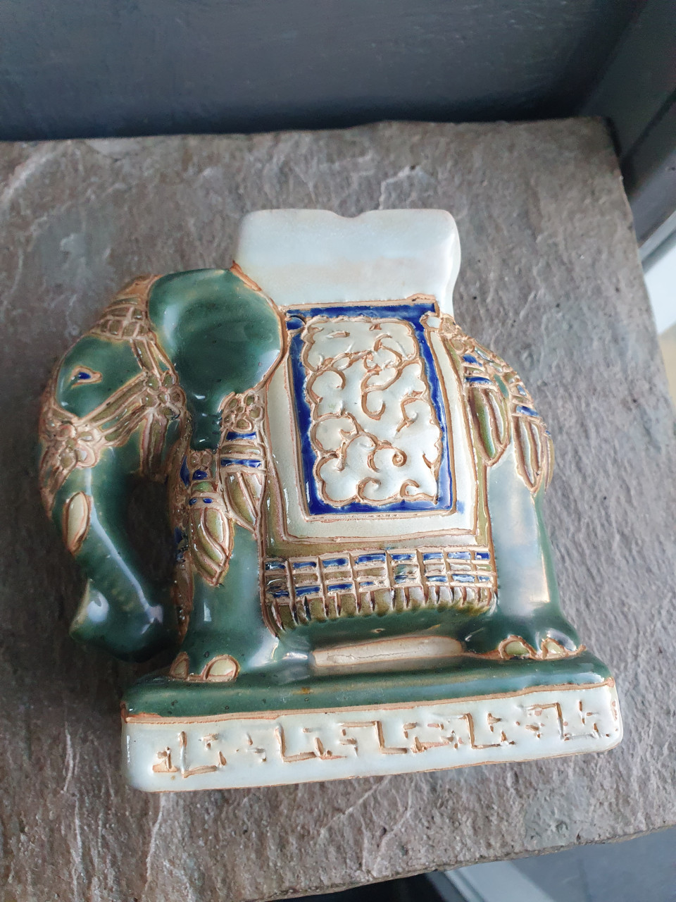Vintage chinoiserie-asbak olifant, decor MCM Hollywood Regency...