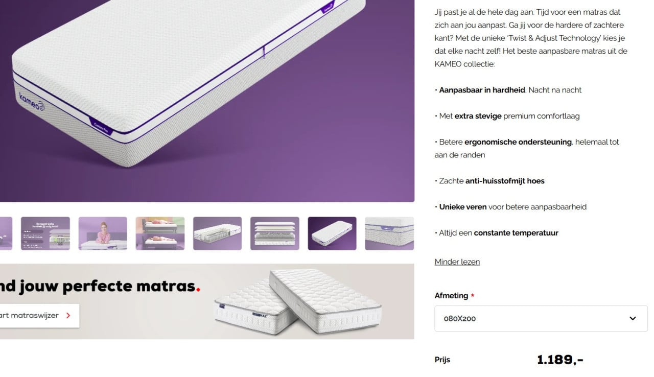 2 matrassen 80 x 200 slechts 3 maanden oud (bon aanwezig)
