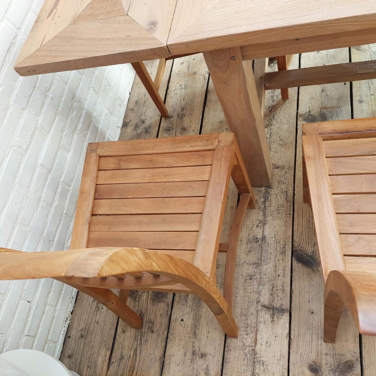 Zes teakhouten stoelen eetkamer,tuin