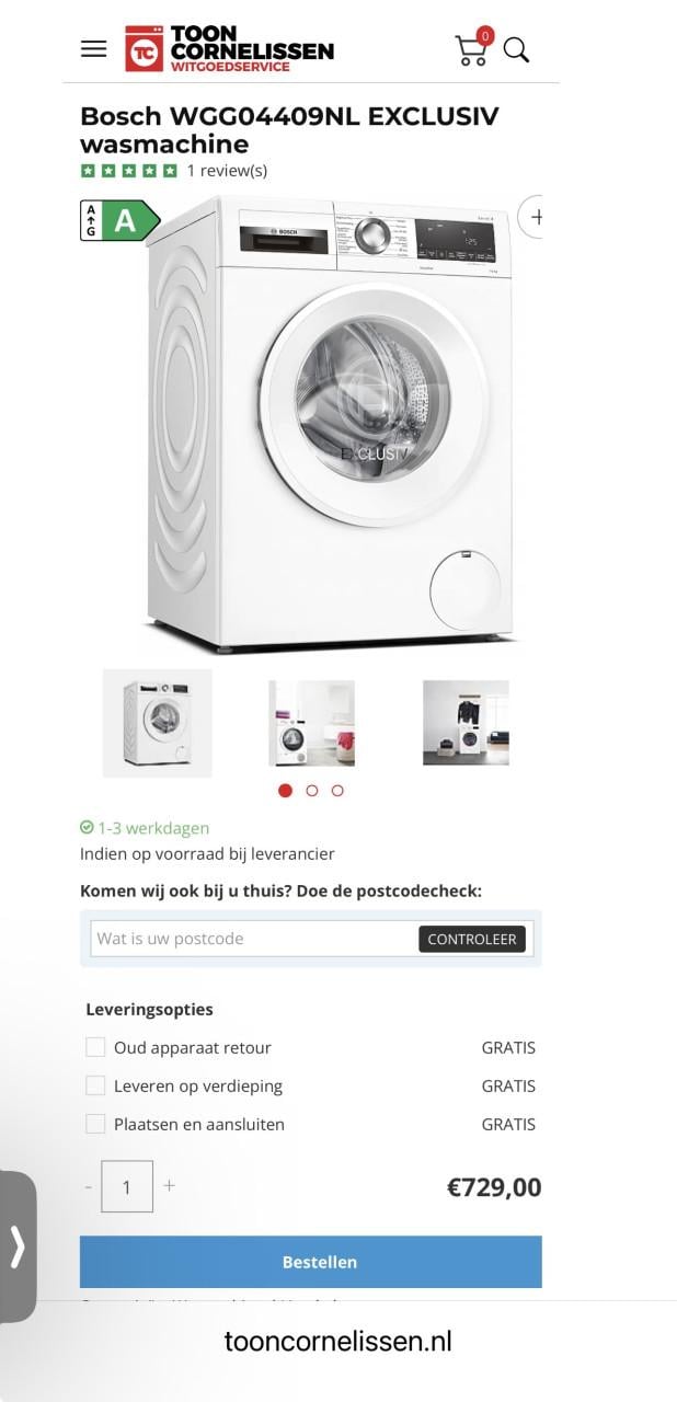 Nieuw(2024) BOSCH WGG04407NL Wasmachine  9 kg 1400 rpm