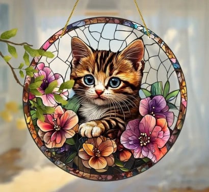Raamhanger poes - kat  ( kleurrijk )