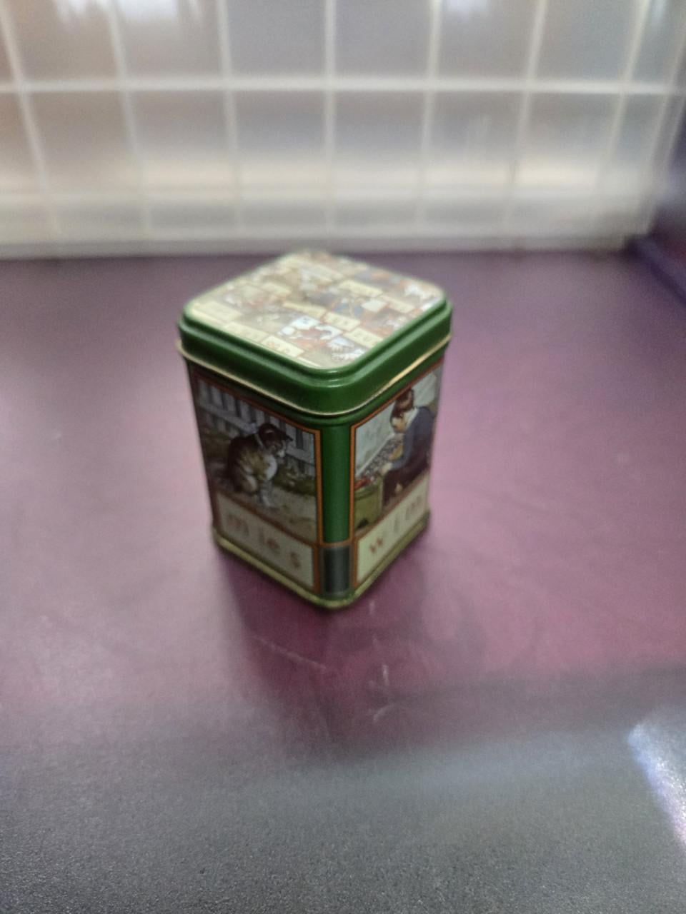 Vintage 'Aap Noot Mies' blikje 4.5x4.5x6.5 cm