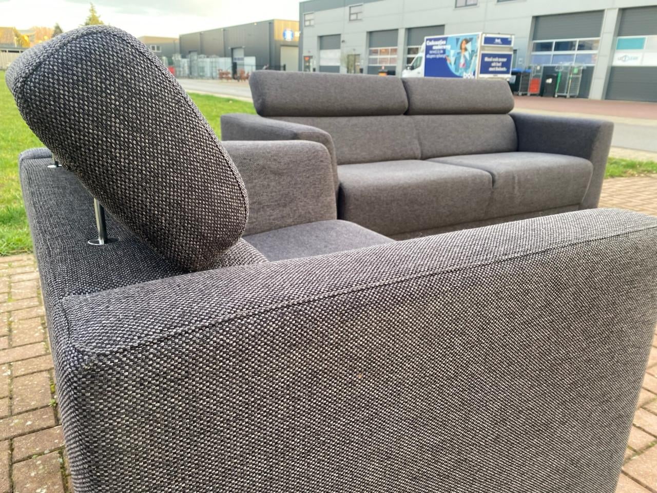 Montèl Donkergrijze Stoffen Bankstel-Gratis Levering NL