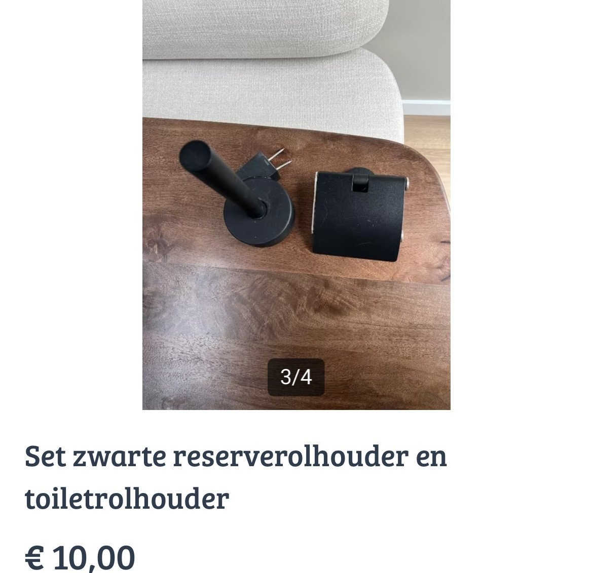 Set zwarte reserverolhouder en toiletrolhouder