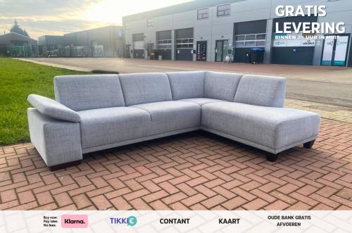 GRATIS LEVERING HEEL BENELUX + DACH Mooi Grijs Stoffen Hoekbank