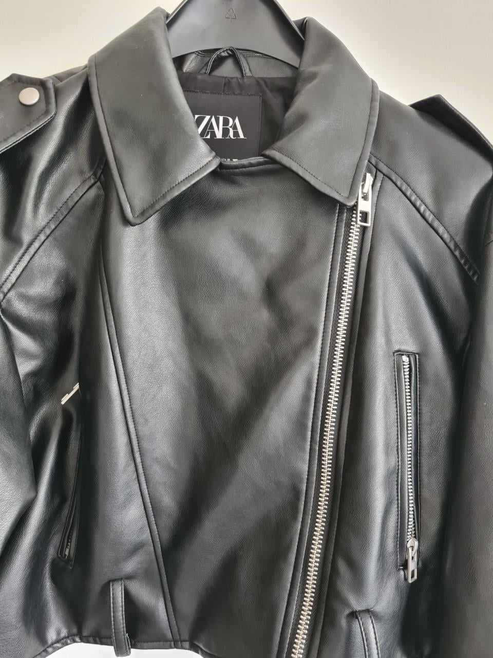 Zara zwart leer bikerjasje Maat L