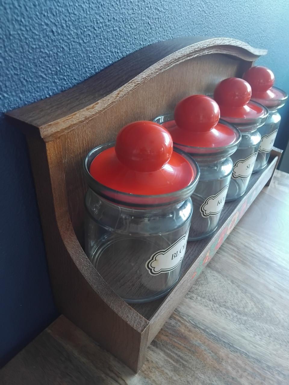 Vintage EMSA Voorraadset Wandrek + Potten